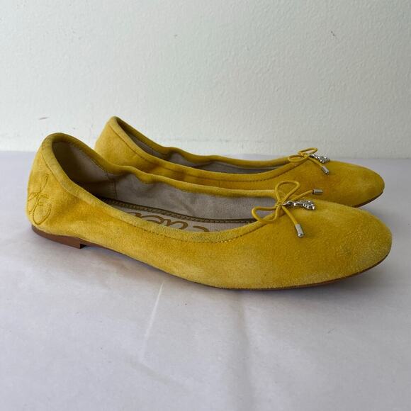 Sam Edelman Felicia Dijon Yellow Suede Ballet Flats Size 6.5 - Picture 2 of 9